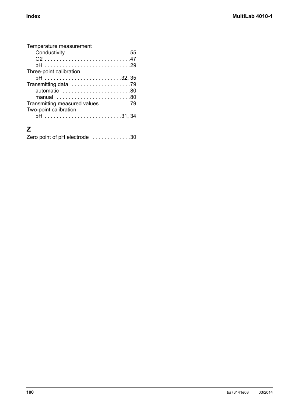 YSI MultiLab 4010P-1 User Manual | Page 100 / 108