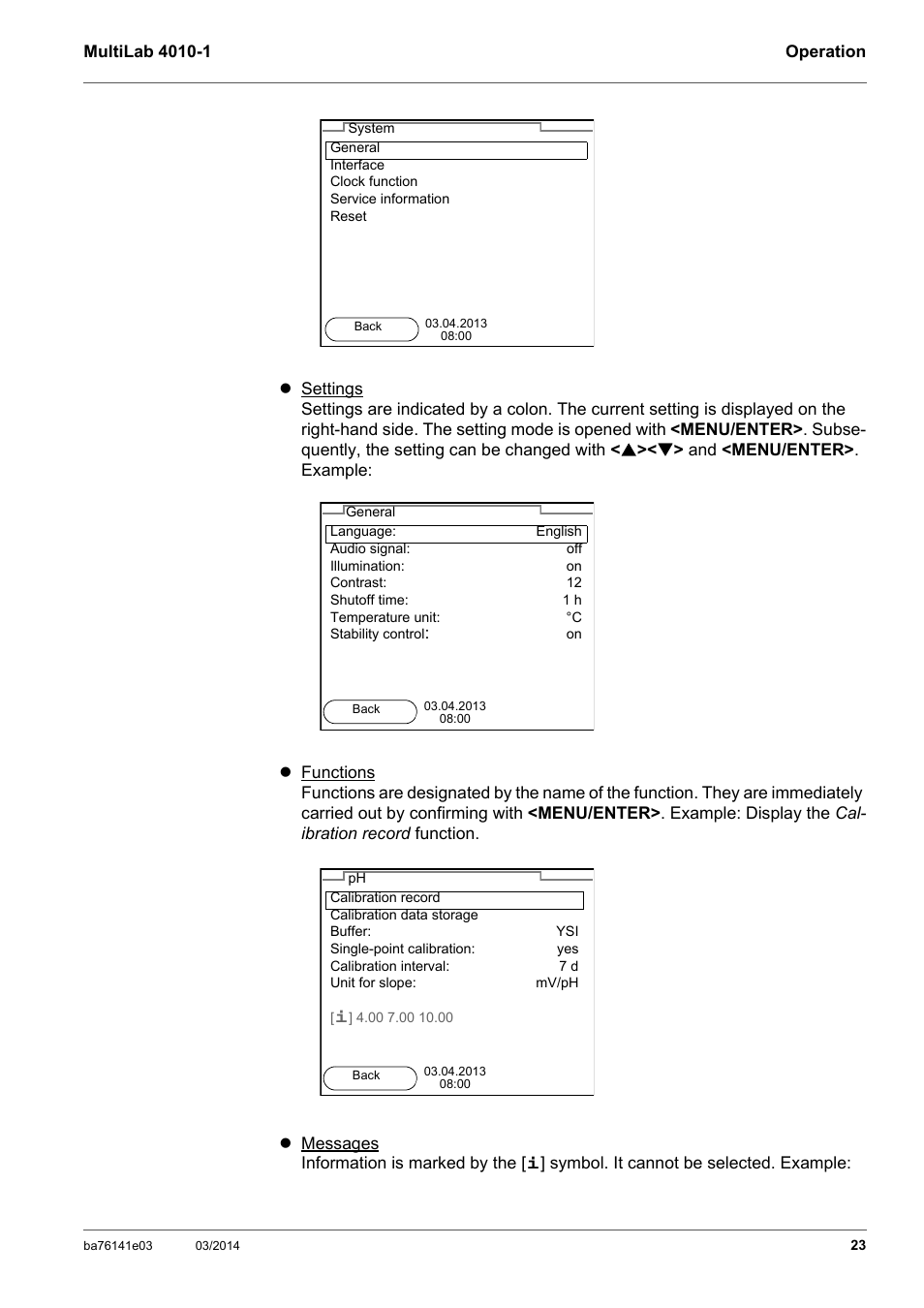 YSI MultiLab 4010P-1 User Manual | Page 23 / 108
