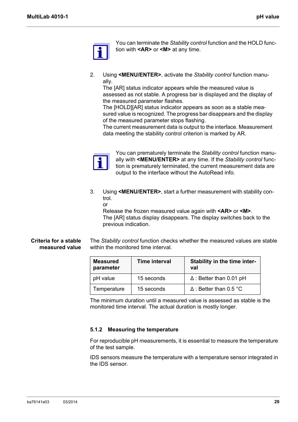 2 measuring the temperature, Measuring the temperature | YSI MultiLab 4010P-1 User Manual | Page 29 / 108