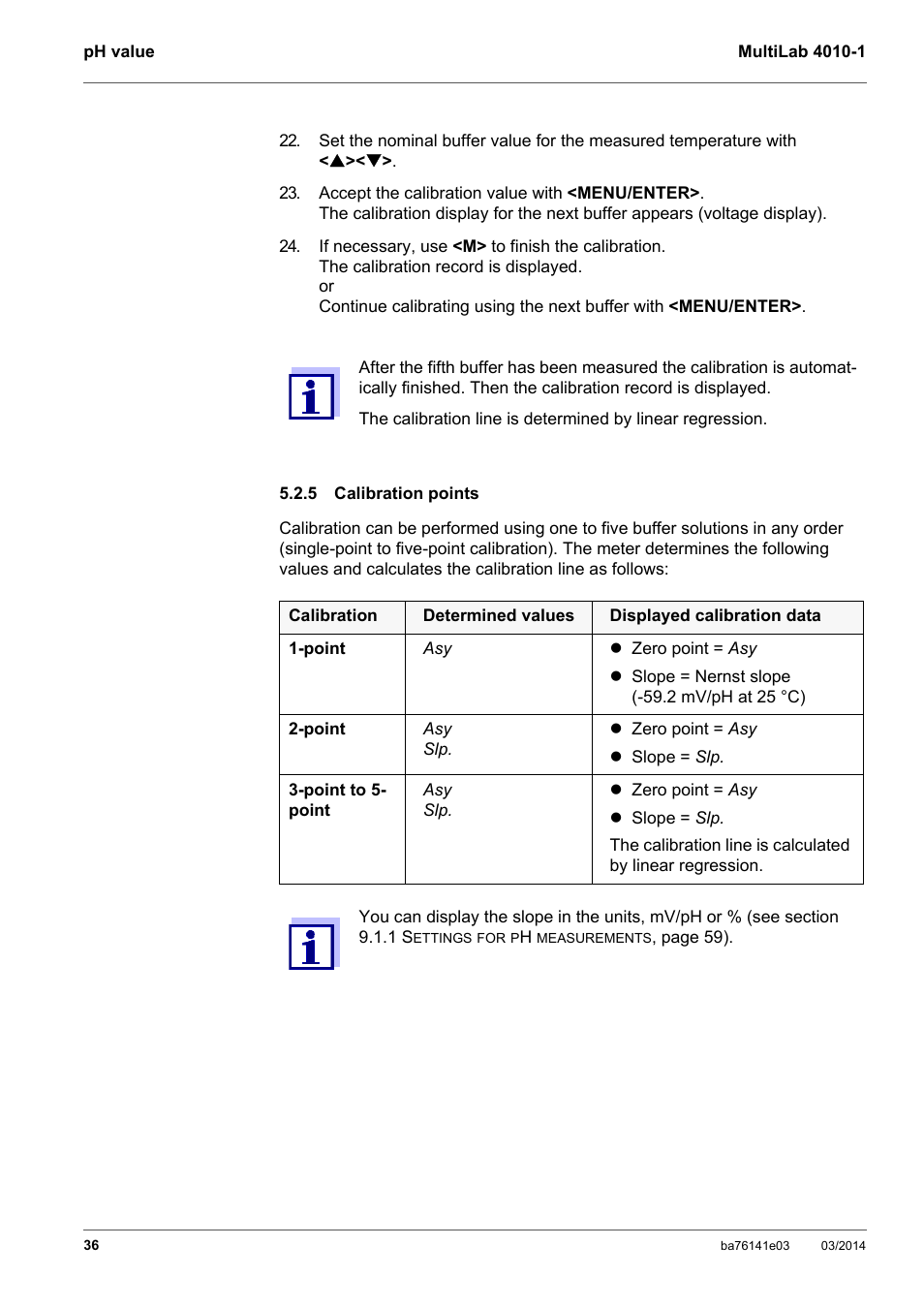 5 calibration points, Calibration points | YSI MultiLab 4010P-1 User Manual | Page 36 / 108