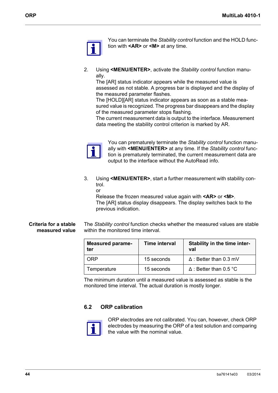2 orp calibration, Orp calibration | YSI MultiLab 4010P-1 User Manual | Page 44 / 108