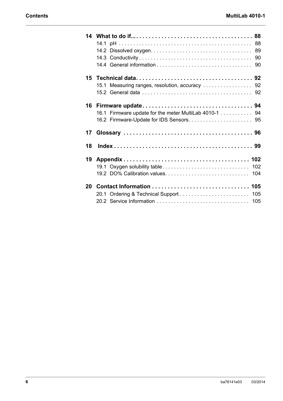 YSI MultiLab 4010P-1 User Manual | Page 6 / 108