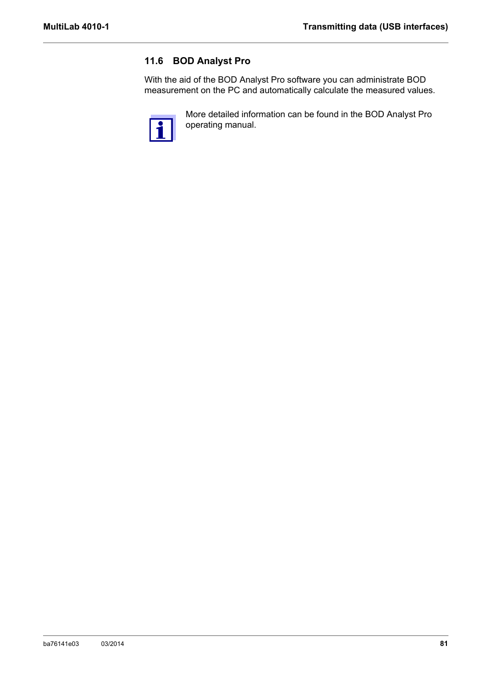 6 bod analyst pro | YSI MultiLab 4010P-1 User Manual | Page 81 / 108