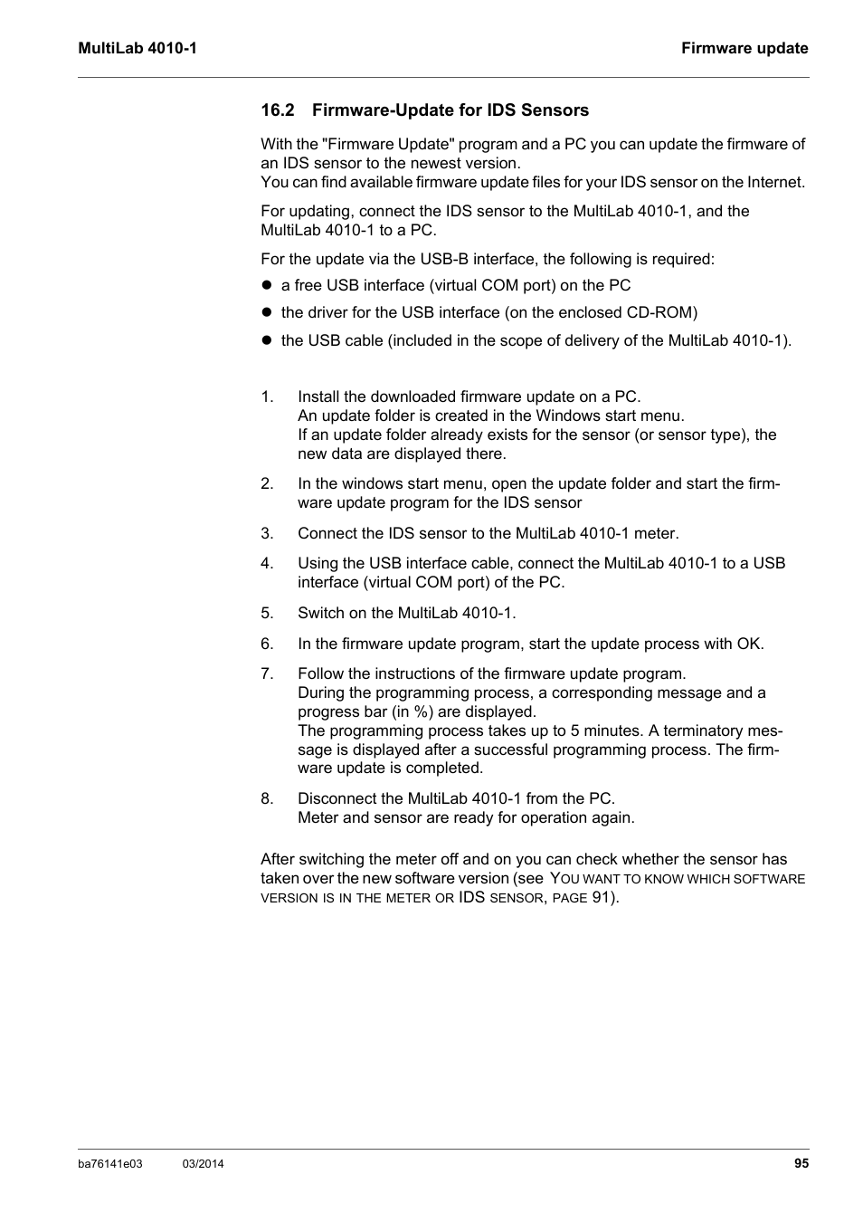 2 firmware-update for ids sensors | YSI MultiLab 4010P-1 User Manual | Page 95 / 108
