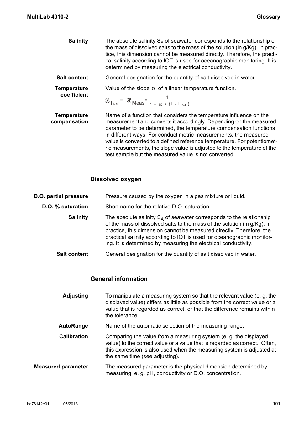 Xylem MultiLab 4010-2 User Manual | Page 101 / 112