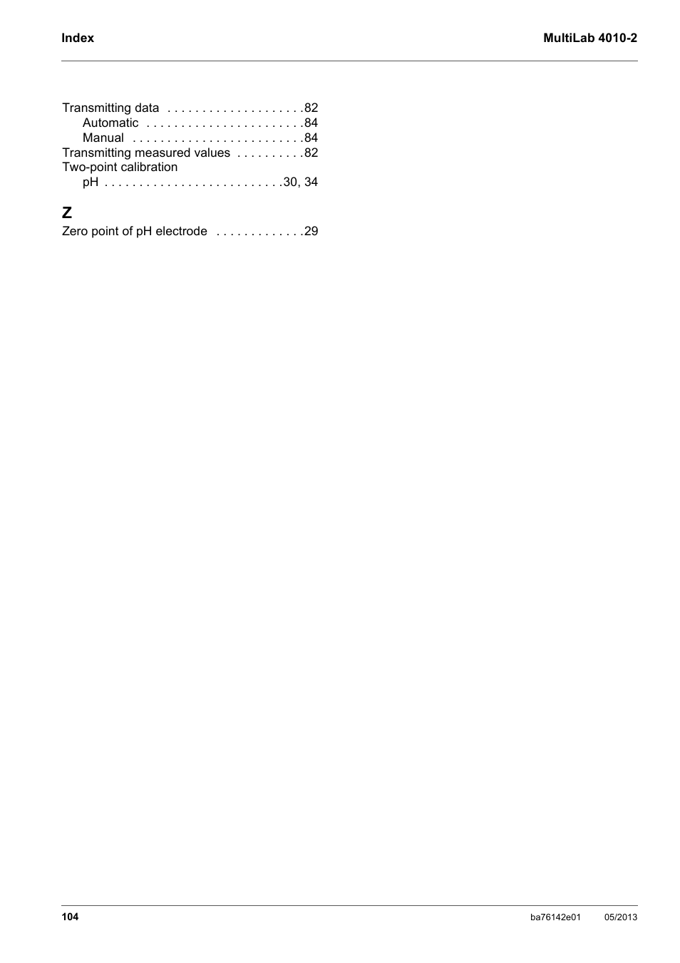 Xylem MultiLab 4010-2 User Manual | Page 104 / 112