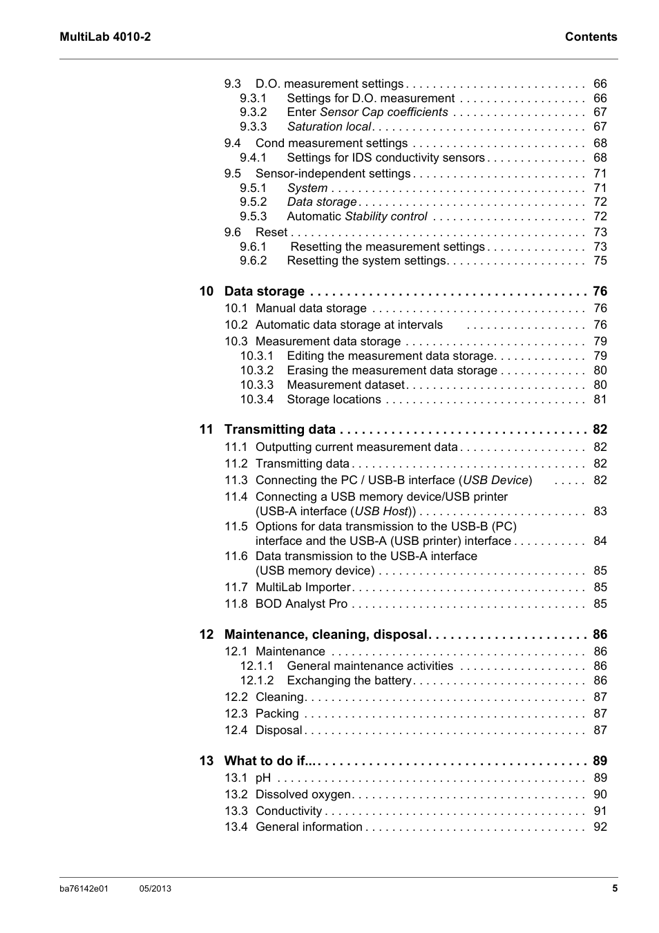 Xylem MultiLab 4010-2 User Manual | Page 5 / 112