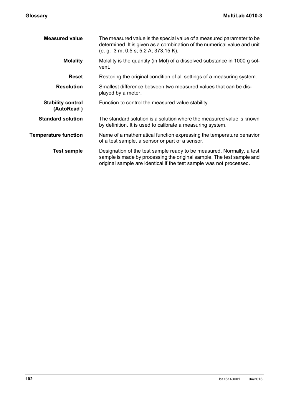 Xylem MultiLab 4010-3 User Manual | Page 102 / 112