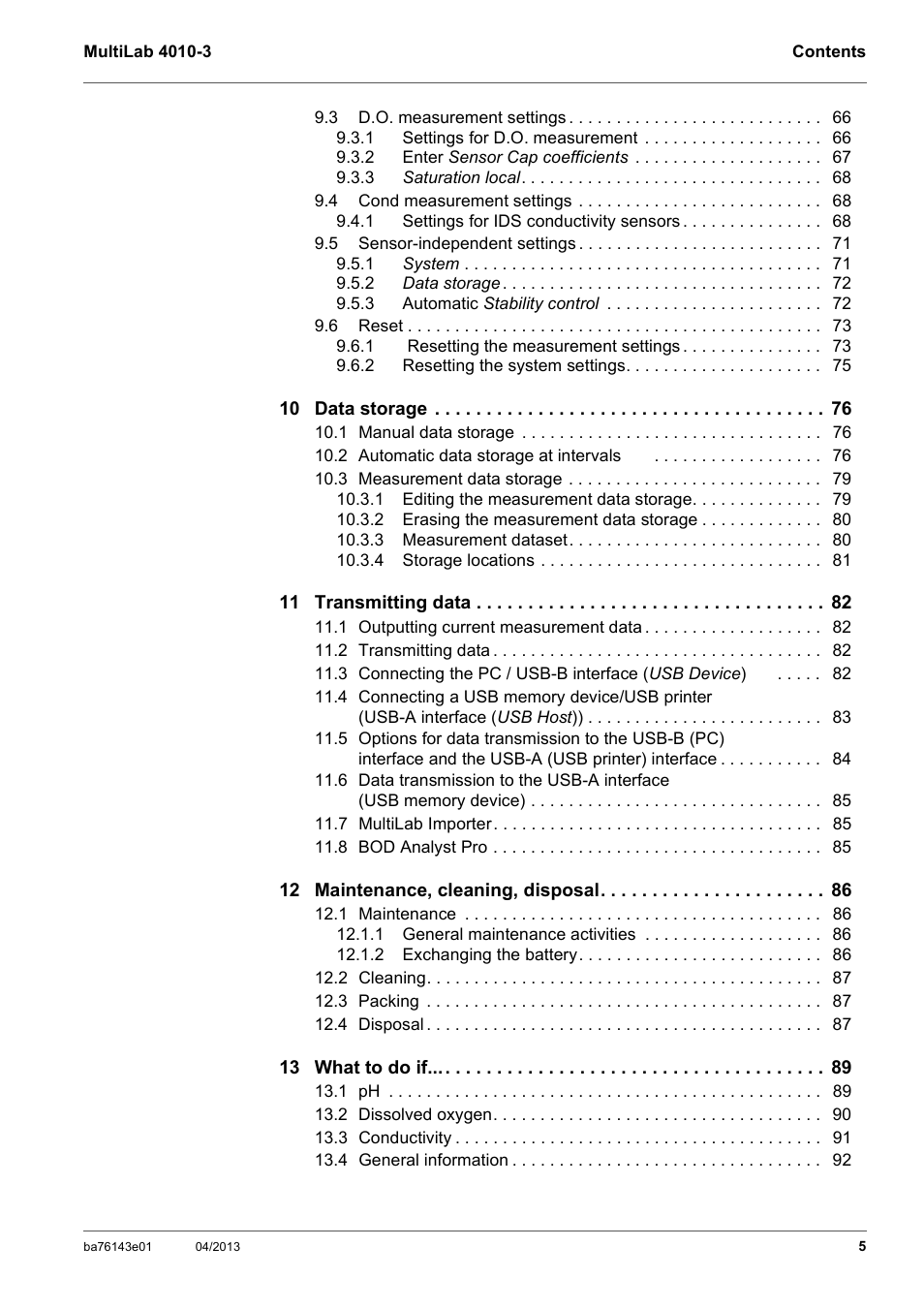 Xylem MultiLab 4010-3 User Manual | Page 5 / 112
