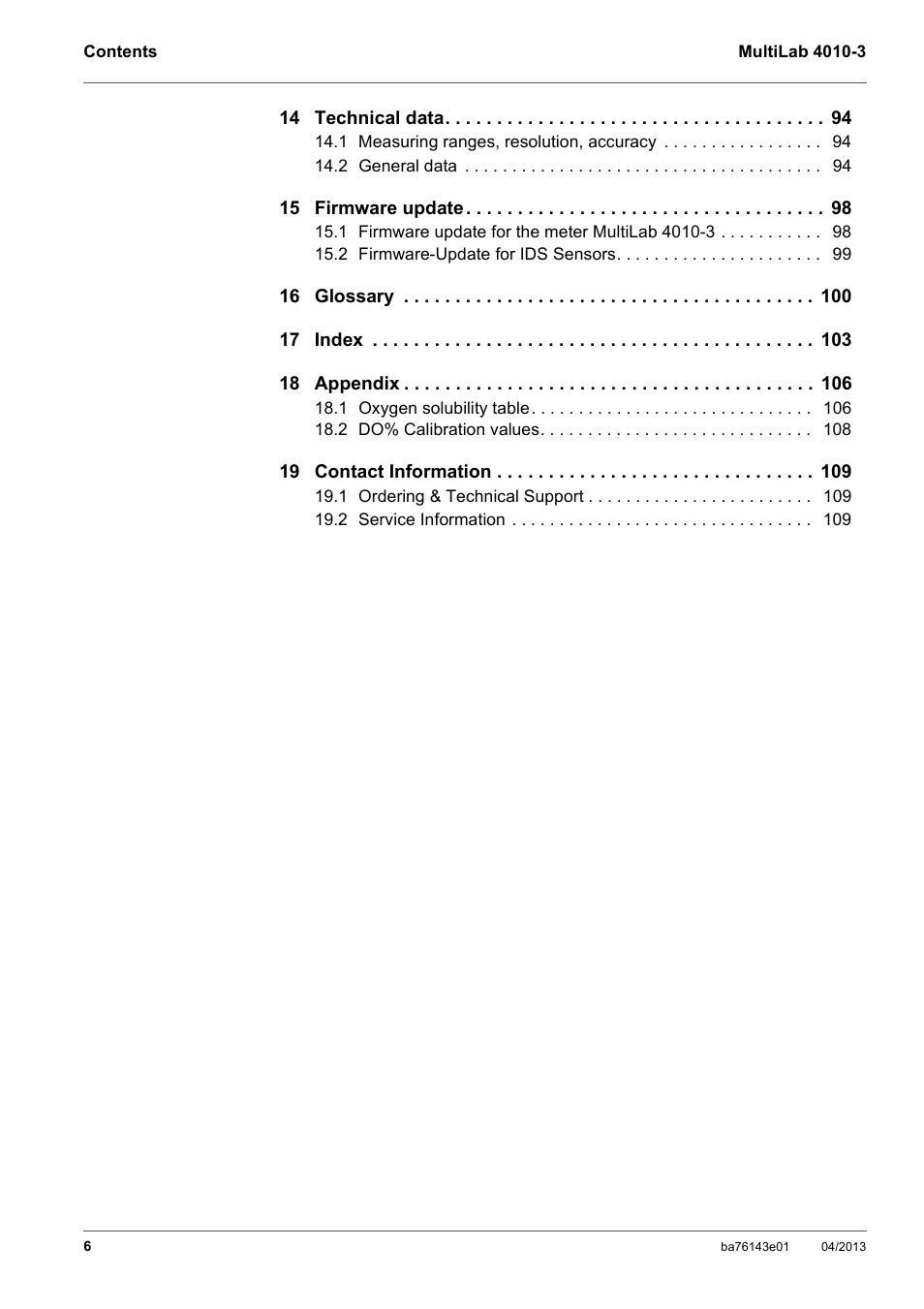 Xylem MultiLab 4010-3 User Manual | Page 6 / 112