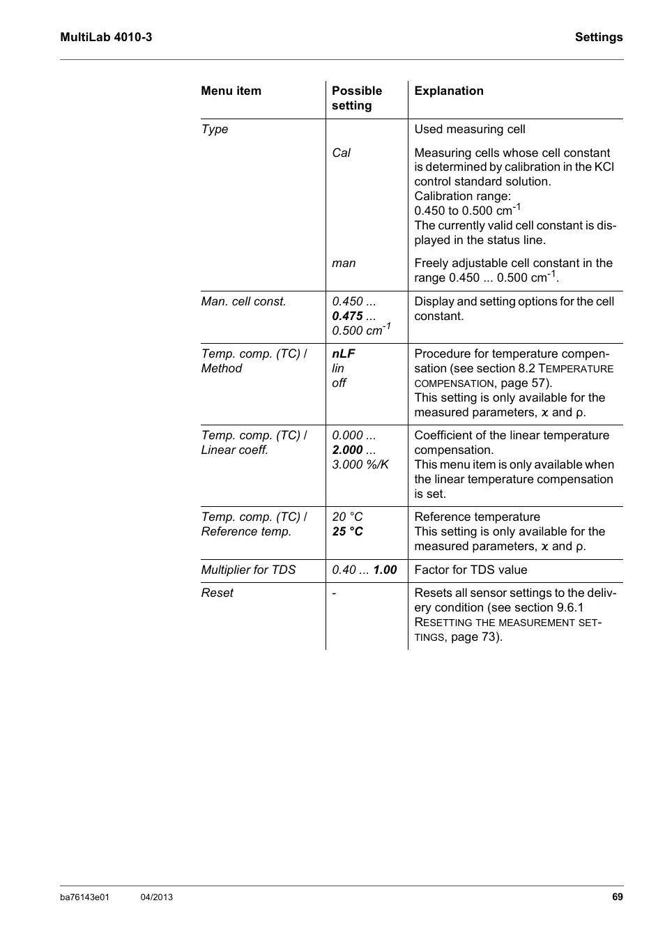 Xylem MultiLab 4010-3 User Manual | Page 69 / 112