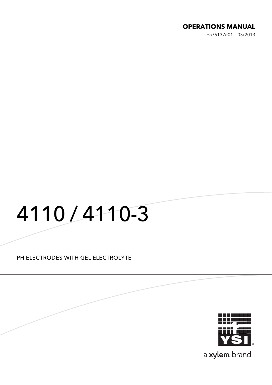 YSI MultiLab IDS 4110 pH Electrode User Manual | 12 pages