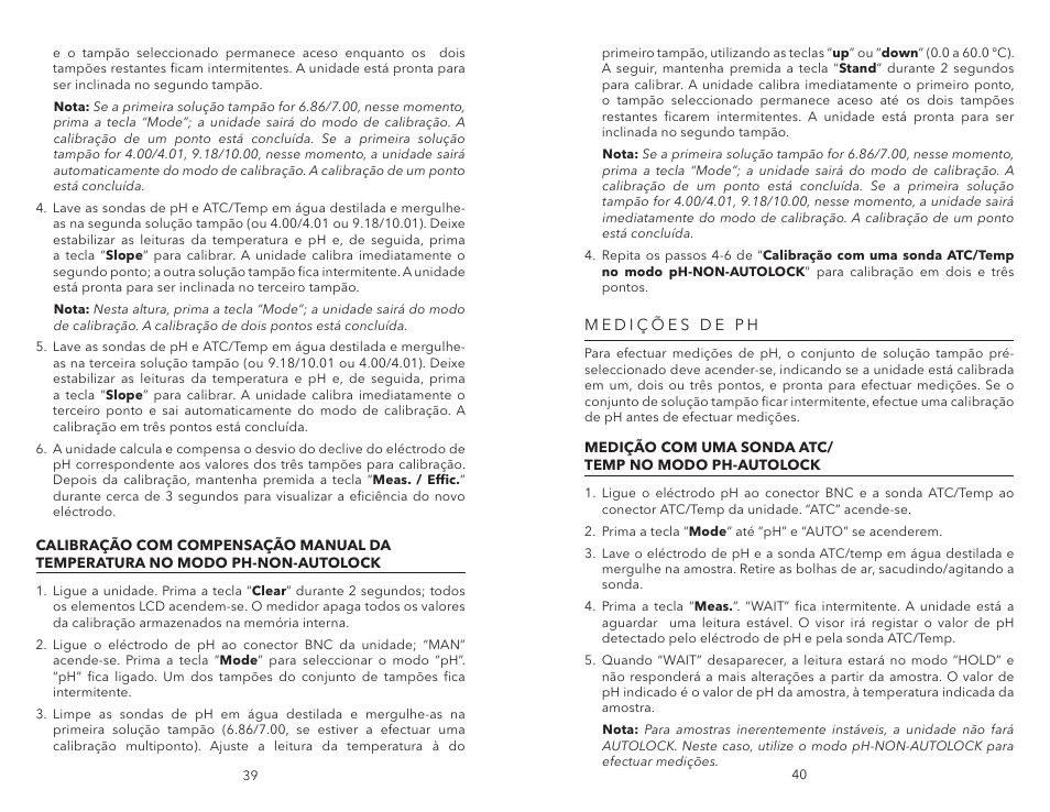 Medições de ph, Medição com uma sonda atc/temp no modo ph-autolock | YSI pH1200 User Manual | Page 22 / 26