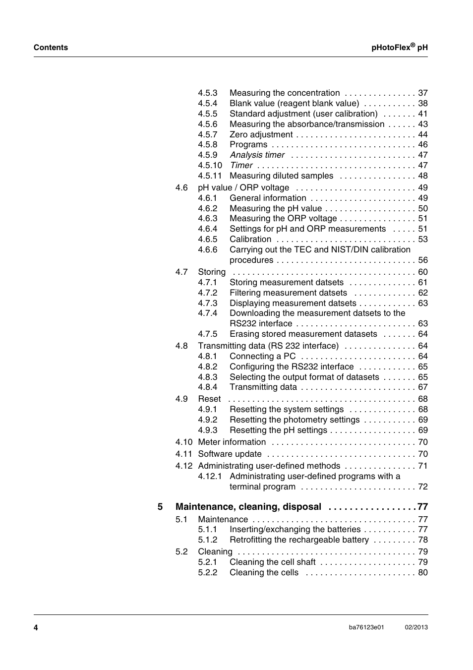 YSI pHotoFlex pH Handheld Colorimeter User Manual | Page 4 / 104