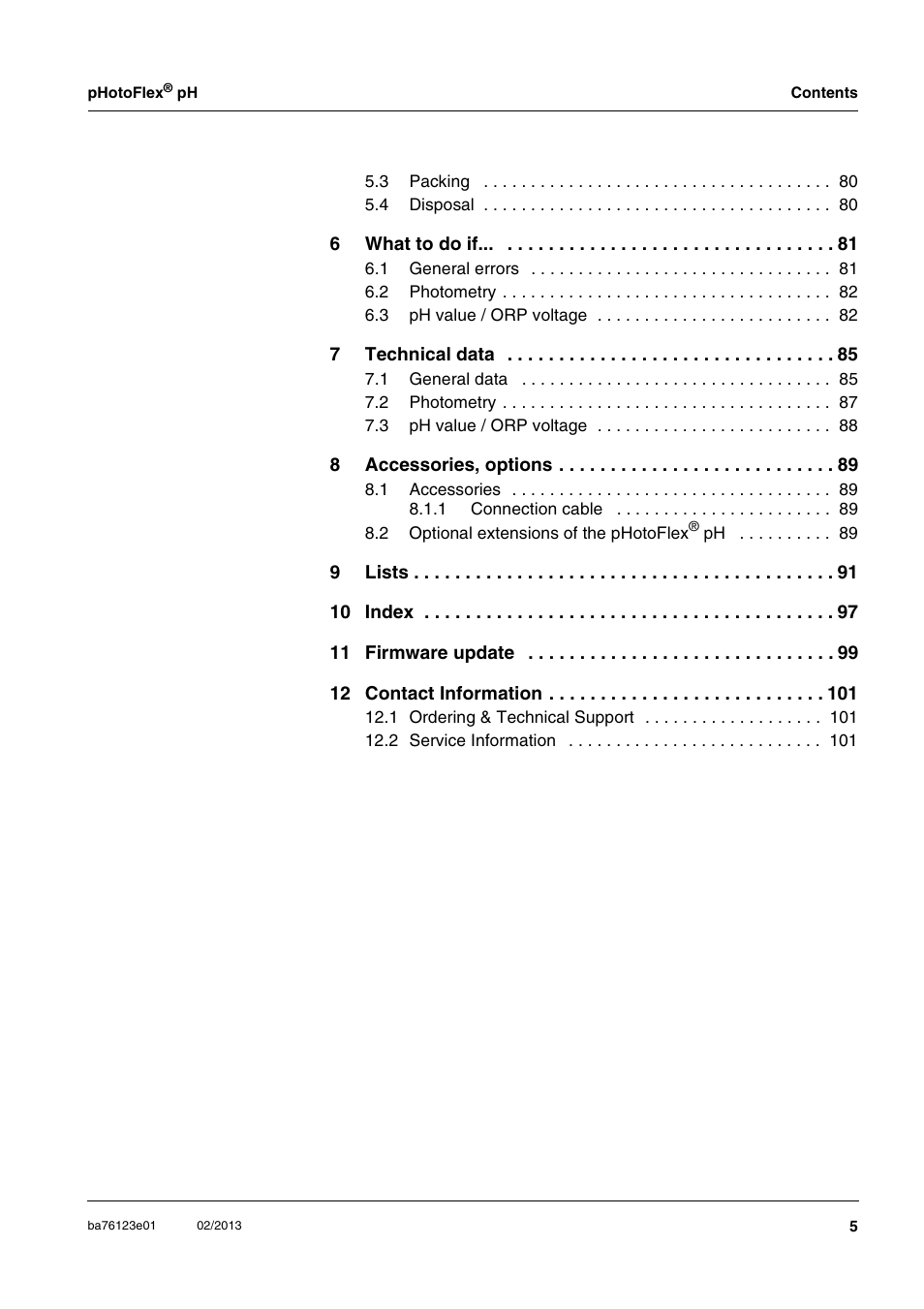 YSI pHotoFlex pH Handheld Colorimeter User Manual | Page 5 / 104