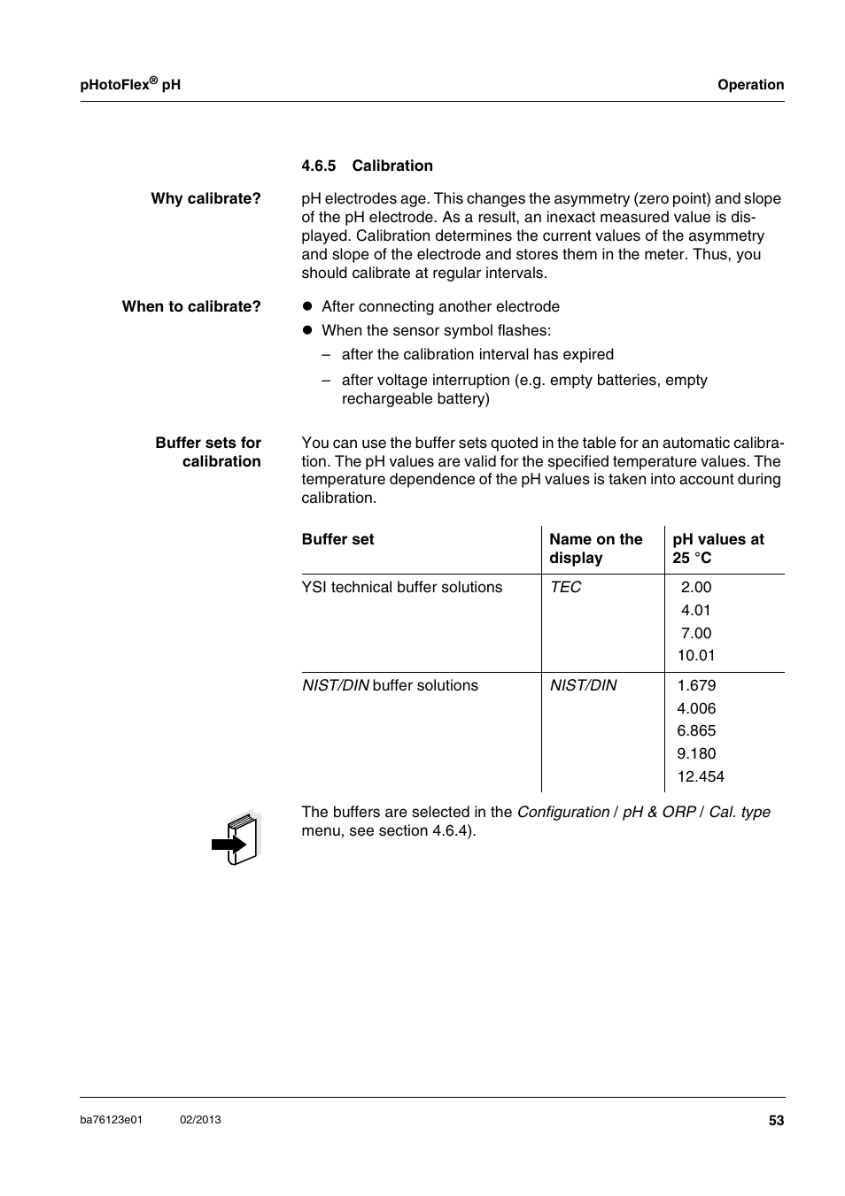 5 calibration, Calibration | YSI pHotoFlex pH Handheld Colorimeter User Manual | Page 53 / 104