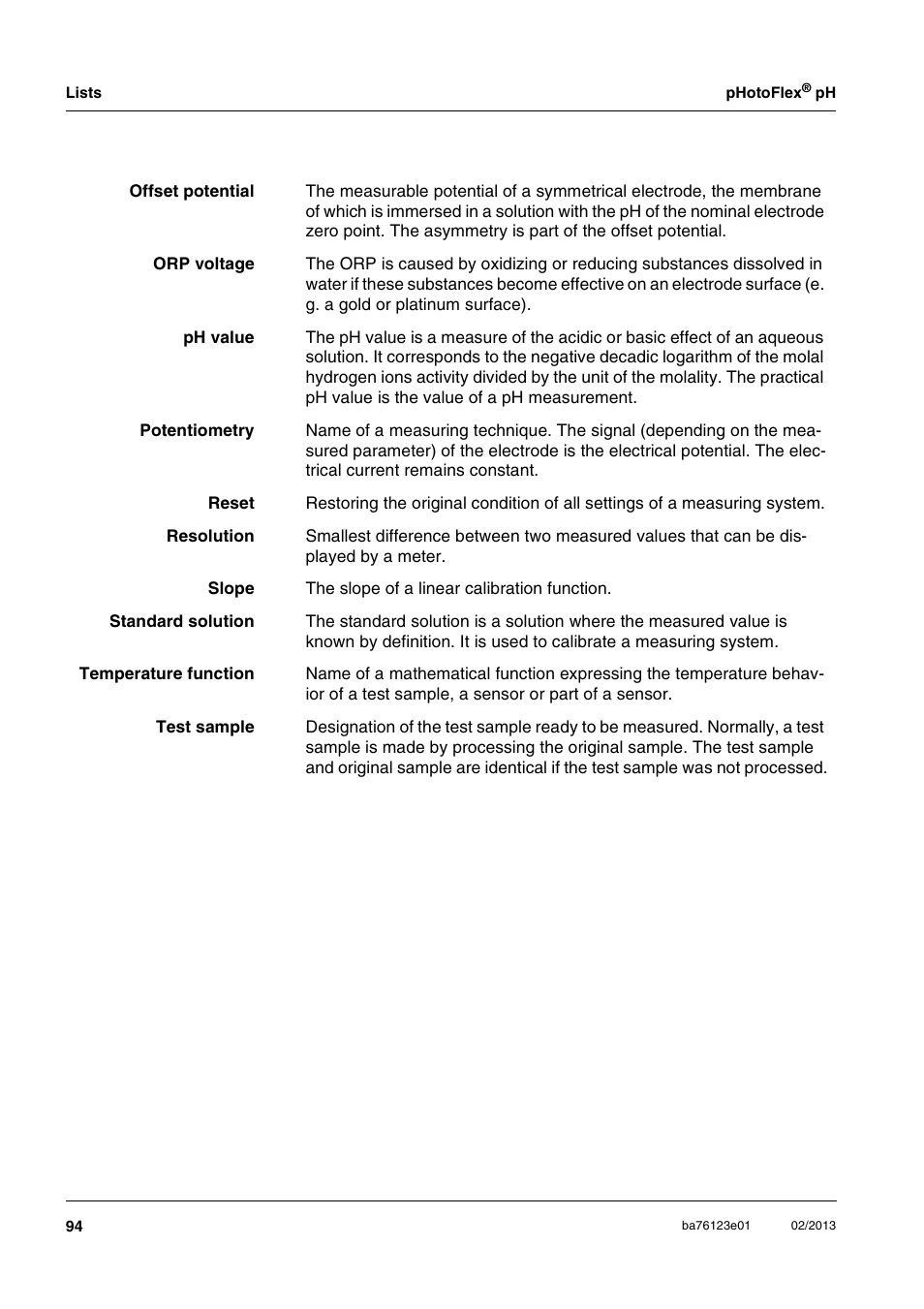 YSI pHotoFlex pH Handheld Colorimeter User Manual | Page 94 / 104