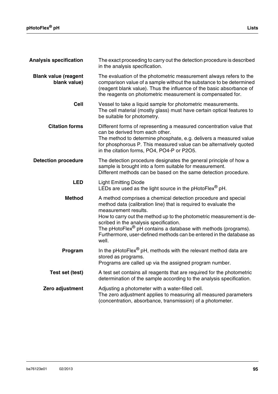 YSI pHotoFlex pH Handheld Colorimeter User Manual | Page 95 / 104