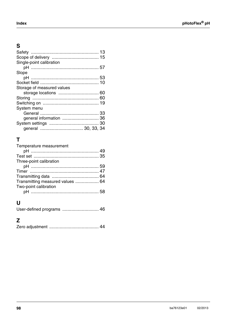 YSI pHotoFlex pH Handheld Colorimeter User Manual | Page 98 / 104