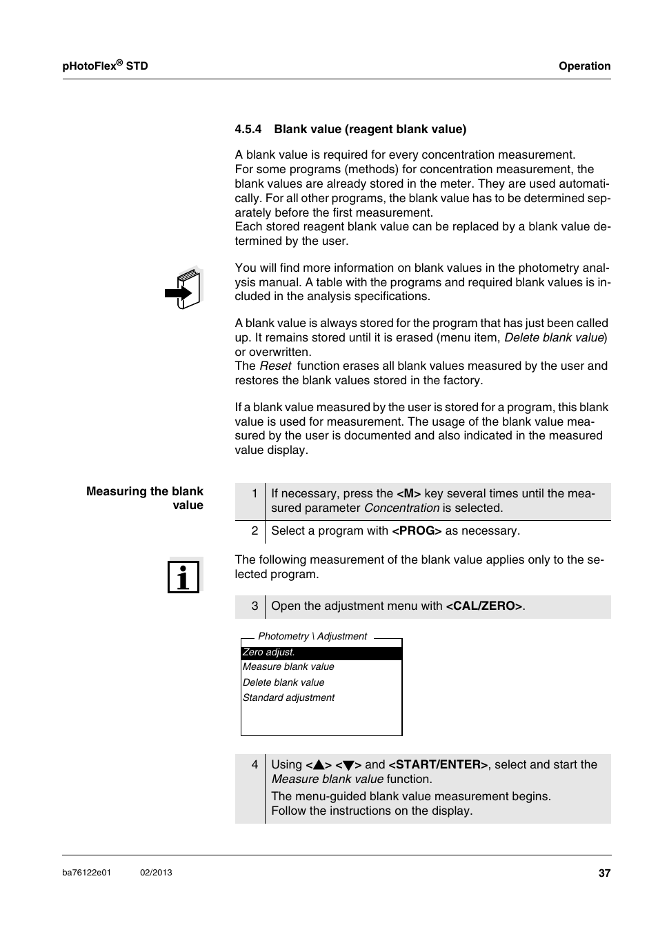 4 blank value (reagent blank value), Blank value (reagent blank value) | YSI pHotoFlex STD Colorimeter User Manual | Page 37 / 80