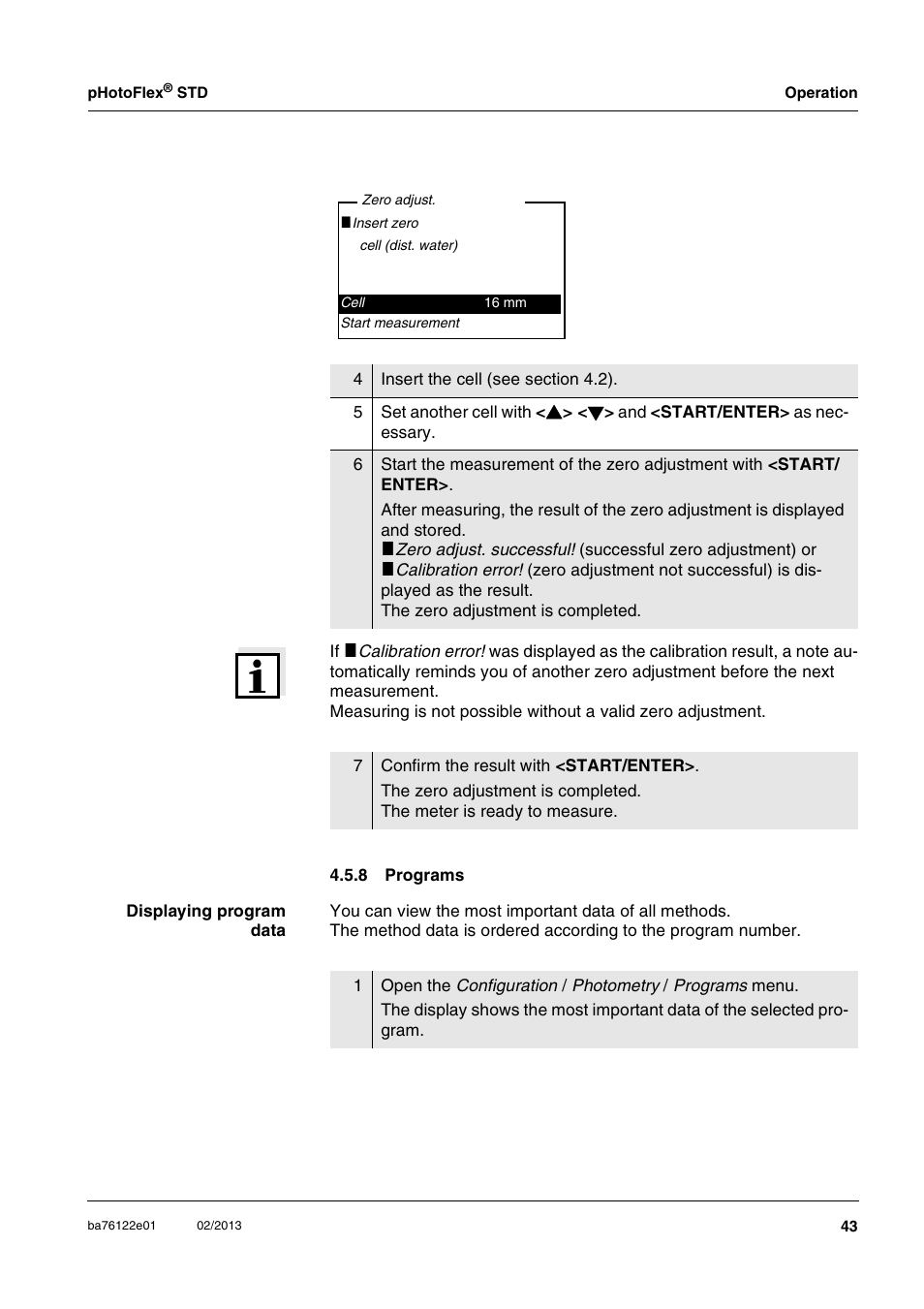 8 programs, Programs, Section 4.5.8) | YSI pHotoFlex STD Colorimeter User Manual | Page 43 / 80