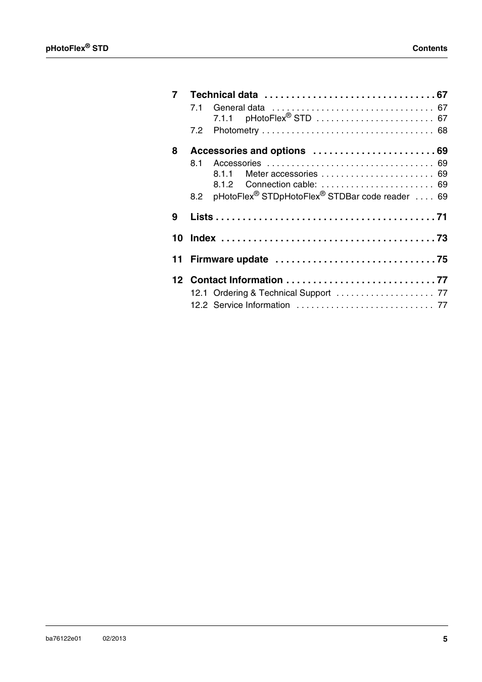 YSI pHotoFlex STD Colorimeter User Manual | Page 5 / 80