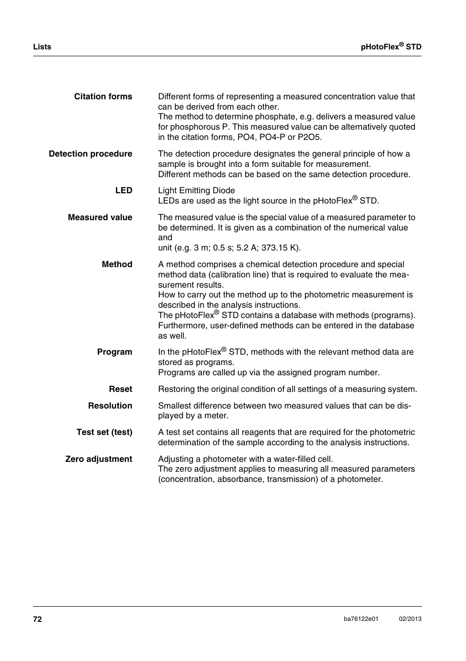 YSI pHotoFlex STD Colorimeter User Manual | Page 72 / 80