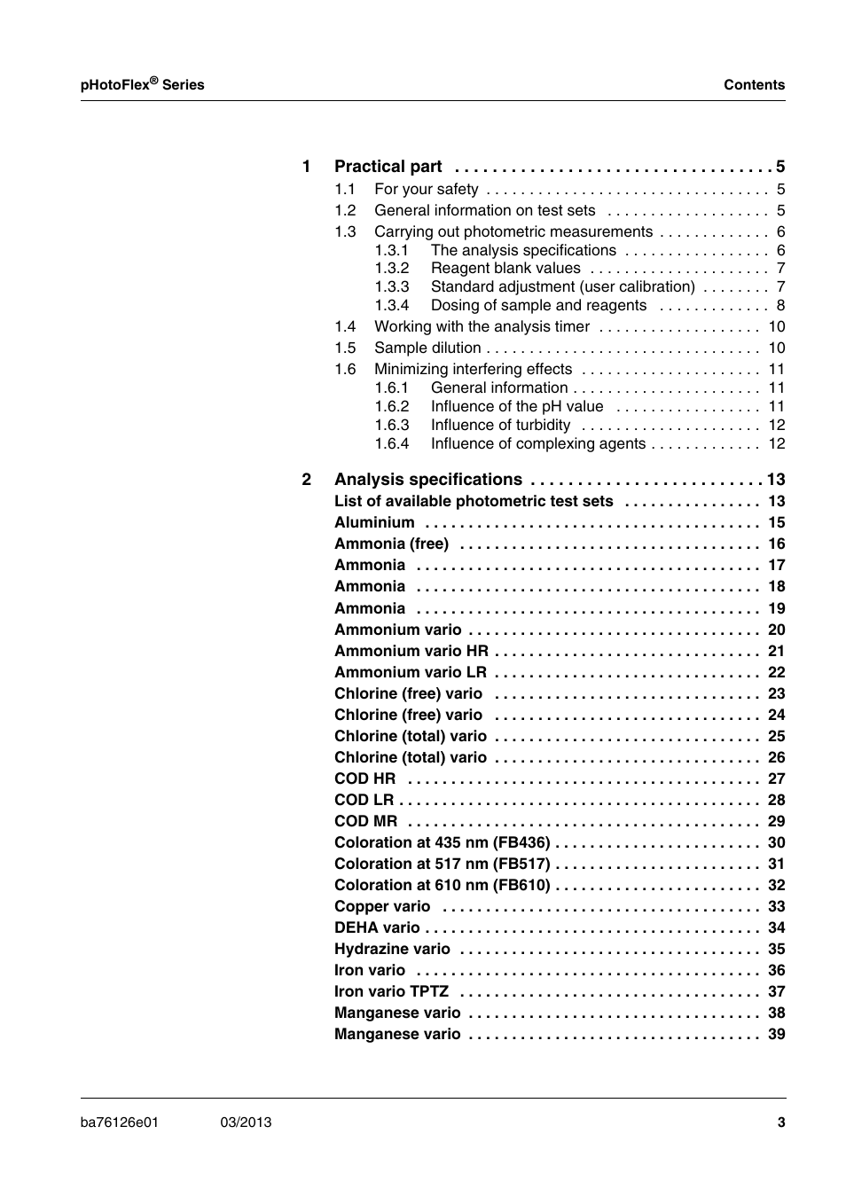 YSI pHotoFlex Series User Manual | Page 3 / 64