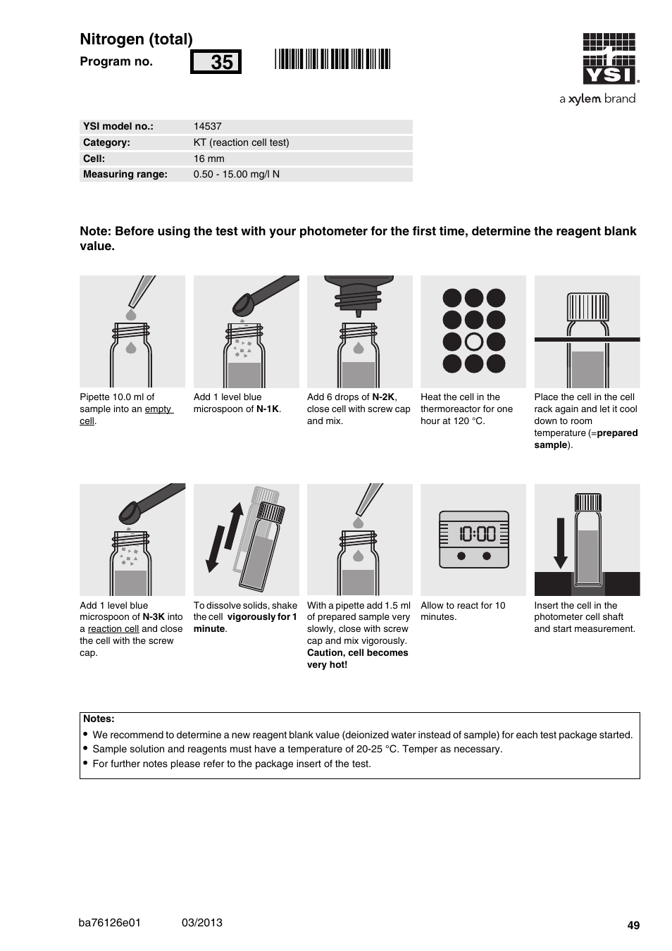 Nitrogen (total), Rn035, 00 nitrogen (total) | YSI pHotoFlex Series User Manual | Page 49 / 64