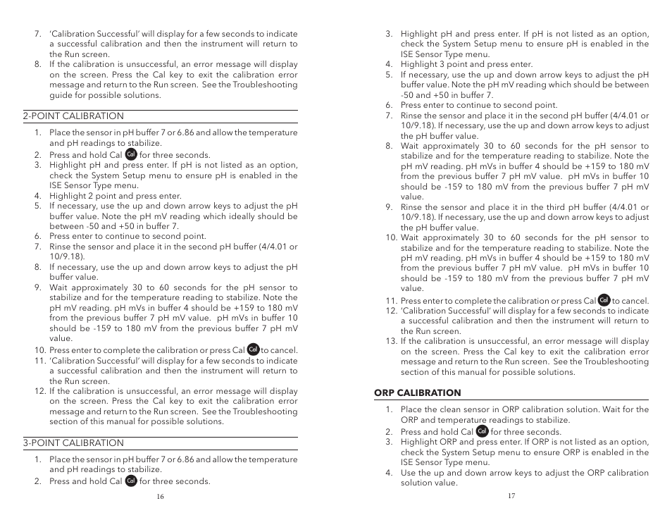 Orp calibration | YSI Pro1030 User Manual | Page 12 / 21