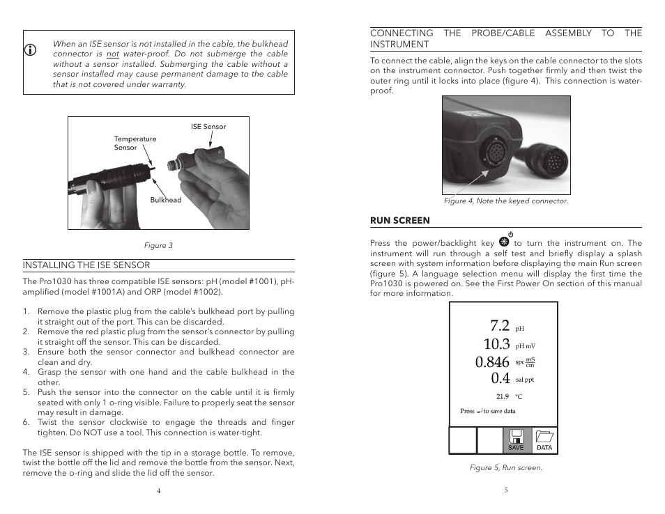 Run screen | YSI Pro1030 User Manual | Page 6 / 21
