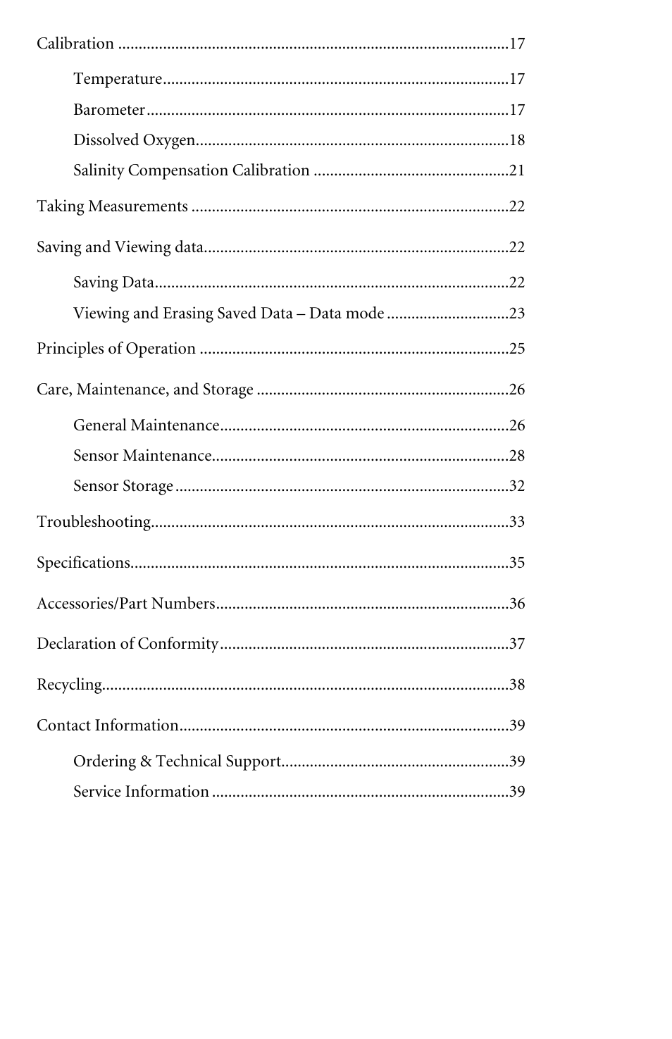 YSI Pro20 User Manual | Page 4 / 43