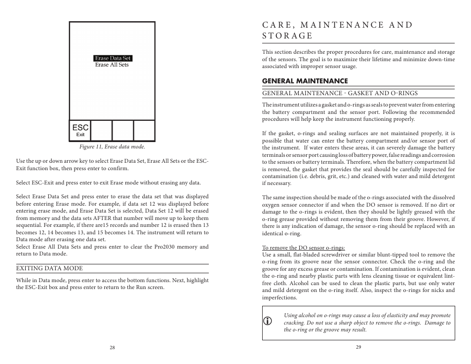 Care, maintenance and storage, General maintenance | YSI Pro2030 User Manual | Page 18 / 27