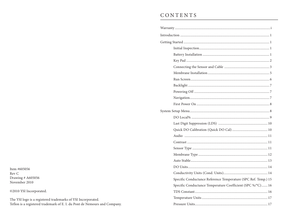 YSI Pro2030 User Manual | Page 2 / 27