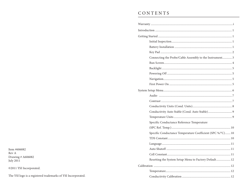 YSI Pro30 User Manual | Page 2 / 17