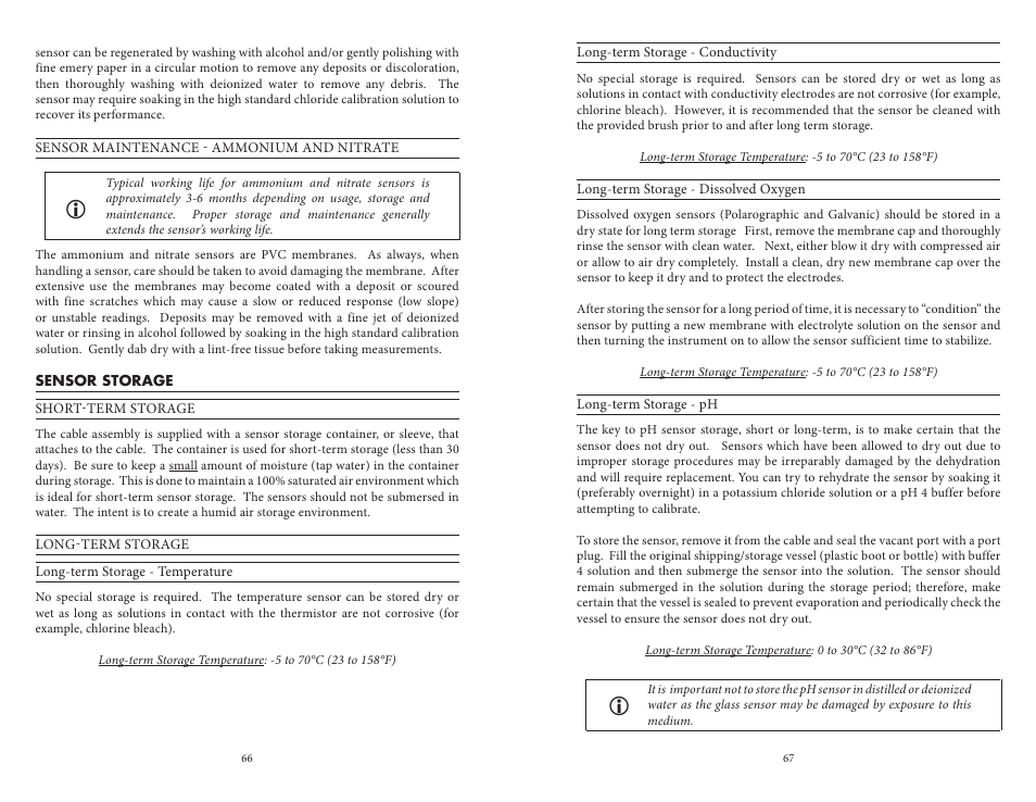 Sensor storage | YSI Professional Plus User Manual | Page 38 / 45