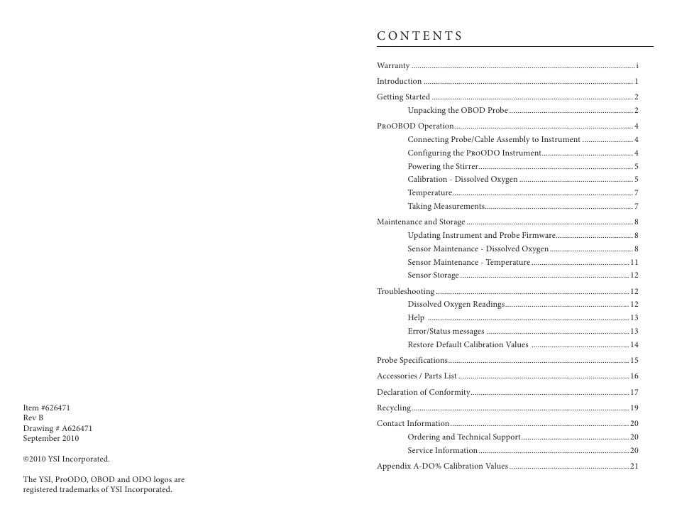 YSI ProOBOD User Manual | Page 2 / 15