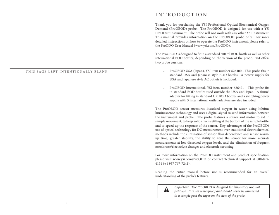 Introduction | YSI ProOBOD User Manual | Page 4 / 15