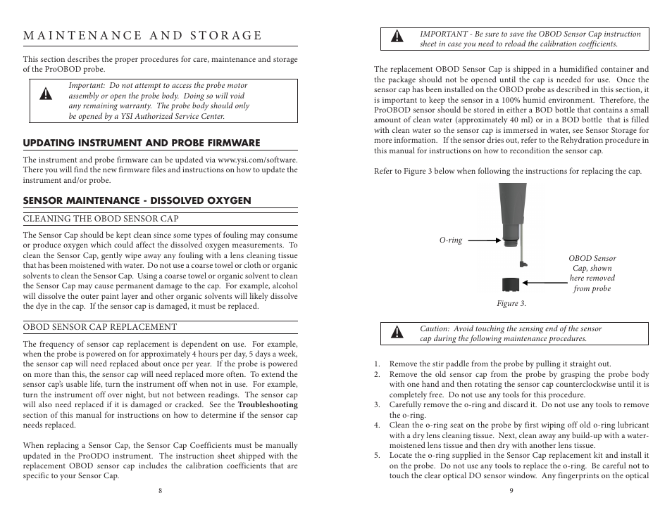 Maintenance and storage | YSI ProOBOD User Manual | Page 8 / 15