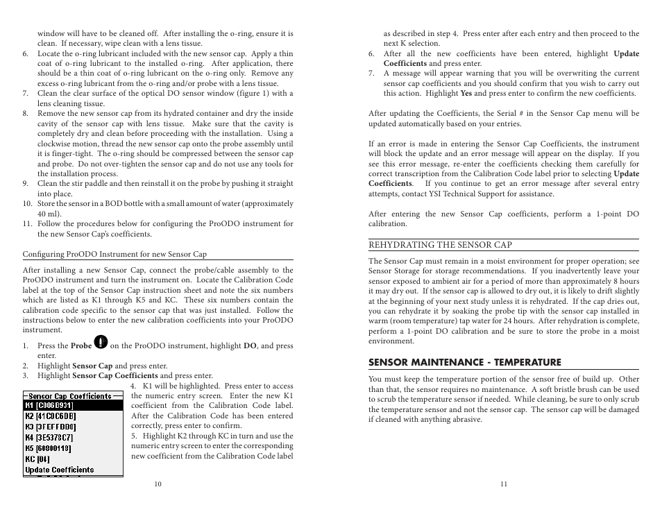 Sensor maintenance - temperature | YSI ProOBOD User Manual | Page 9 / 15