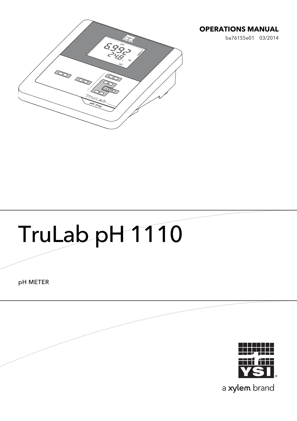 YSI TruLab pH 1110 User Manual | 54 pages