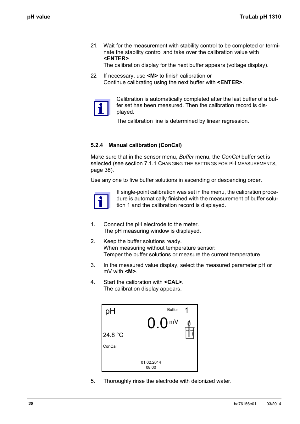 4 manual calibration (concal), Manual calibration (concal) | YSI TruLab 1310P User Manual | Page 28 / 74