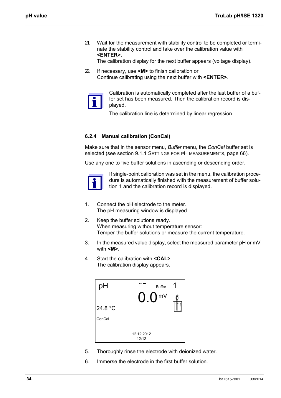 4 manual calibration (concal), Manual calibration (concal) | YSI TruLab 1320P User Manual | Page 34 / 106