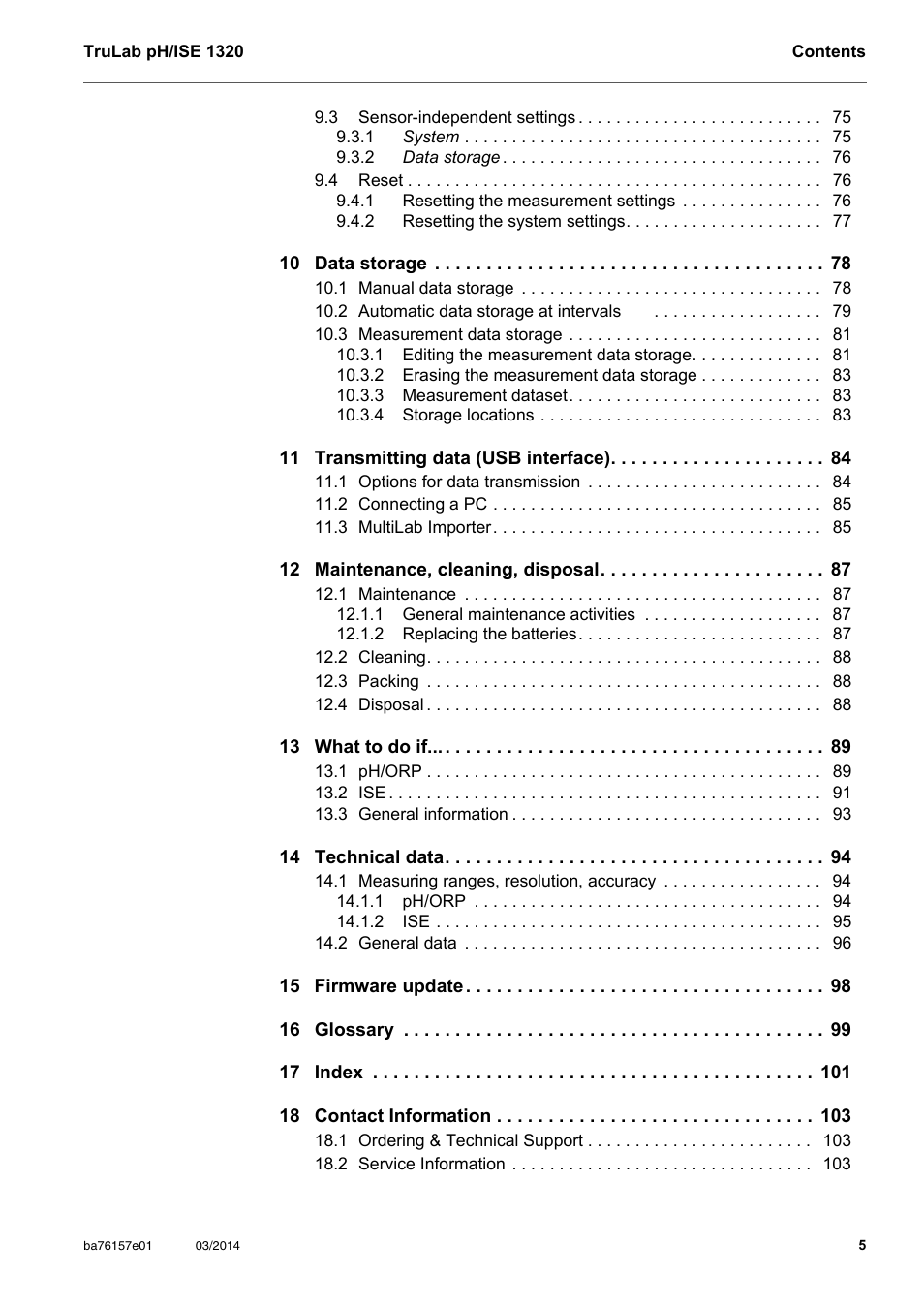 YSI TruLab 1320P User Manual | Page 5 / 106