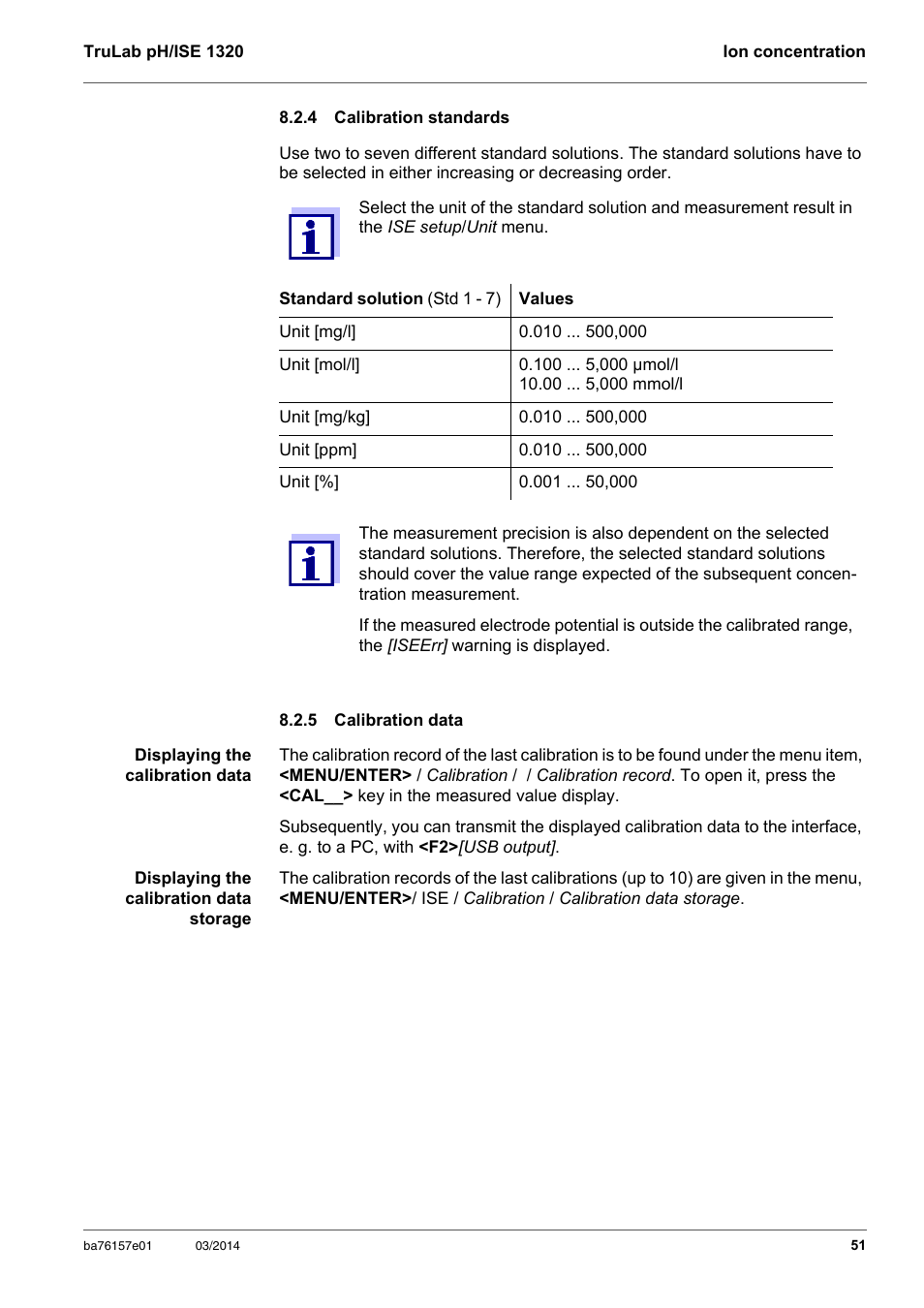 4 calibration standards, 5 calibration data, Calibration standards | Calibration data | YSI TruLab 1320P User Manual | Page 51 / 106