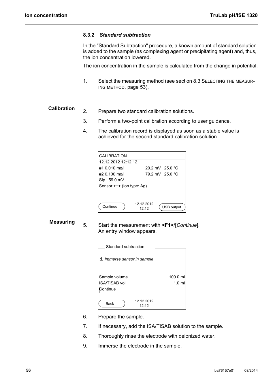 2 standard subtraction, Stan | YSI TruLab 1320P User Manual | Page 56 / 106