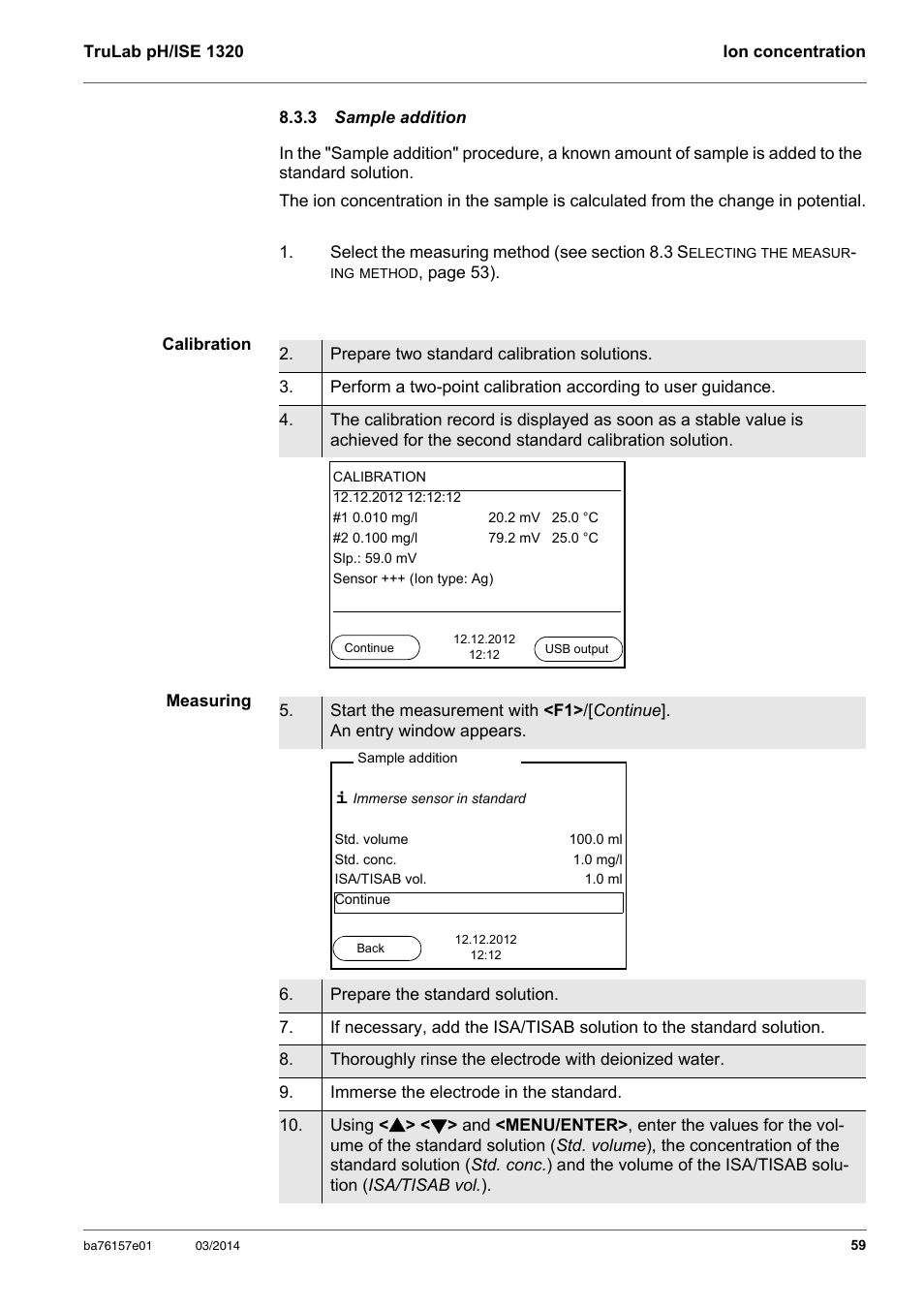 3 sample addition, Sample addit | YSI TruLab 1320P User Manual | Page 59 / 106