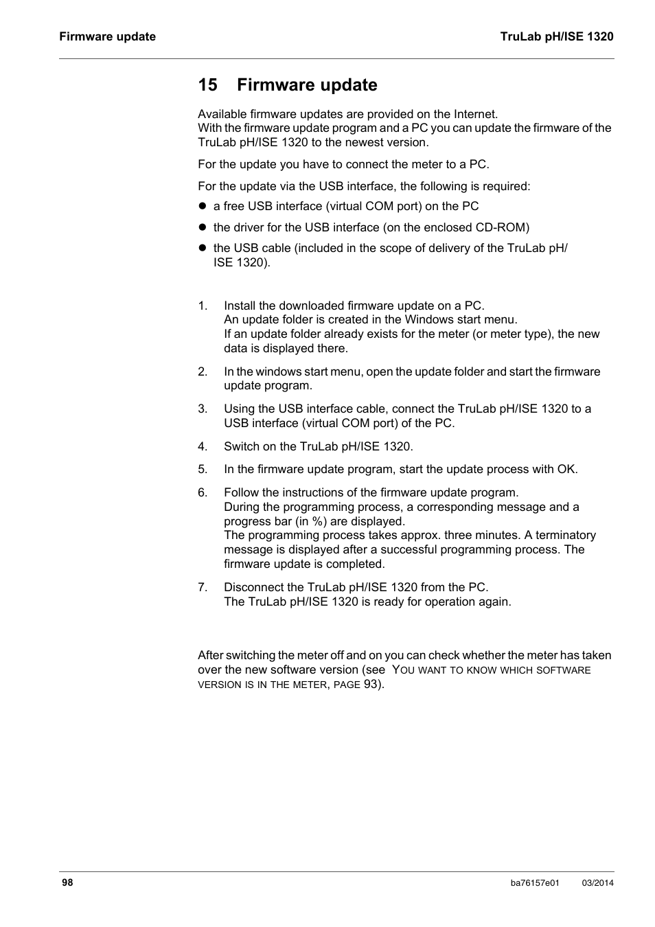 15 firmware update | YSI TruLab 1320P User Manual | Page 98 / 106