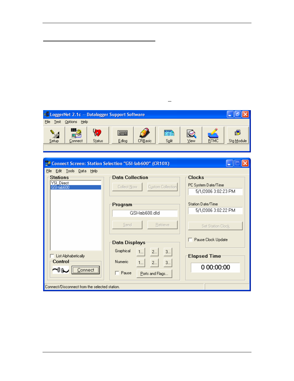 Connect pc to cr10x data logger | YSI Vertical Profiler Systems User Manual | Page 54 / 117