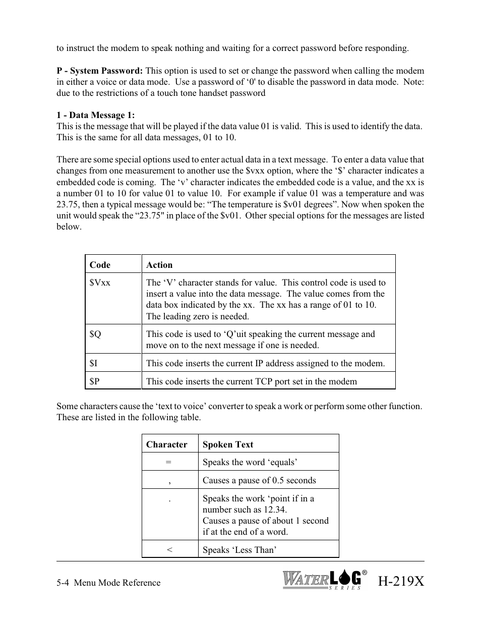 H-219x | Xylem H-2192 User Manual | Page 44 / 57